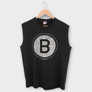 Vintage 1992 Boston Bruins NHL T Shirt Cut Off Sleeveless USA Made Single Stitch